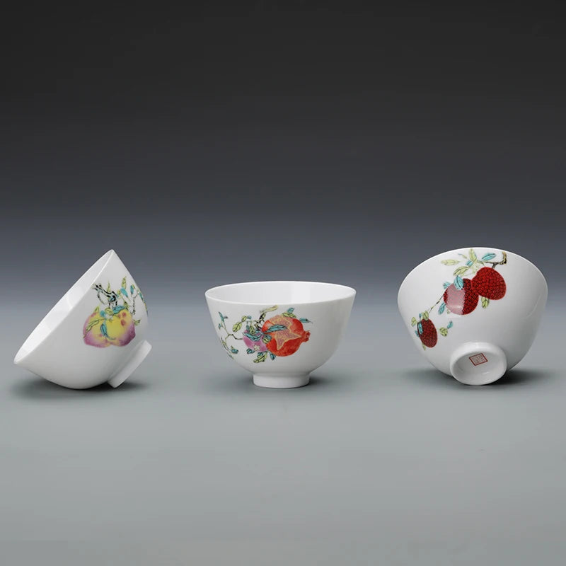 Guanfu Museum Gaiwan Kung Fu Tea Set Tea Cup Chinese Auspicious Pattern Tea Set Jingdezhen Tea Cup Sanduo Decoration Gaiwan Set