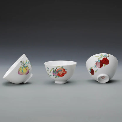 Guanfu Museum Gaiwan Kung Fu Tea Set Tea Cup Chinese Auspicious Pattern Tea Set Jingdezhen Tea Cup Sanduo Decoration Gaiwan Set