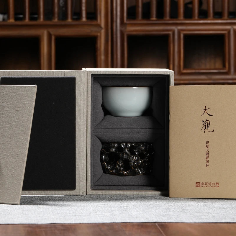 Guanfu Museum Grand View Green Song Cup Official Kiln Household Jingdezhen Kung Fu Tea Cup Ceramic Official Kiln Official Glaze
