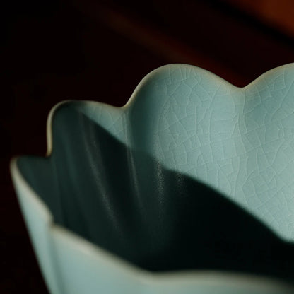 Guanfu Museum Guanfu Ru Ware Series Day Celadon Glaze Lotus-Style Warm Bowl Handmade Northern Song Dynasty Ru Ware Henan Ruzhou