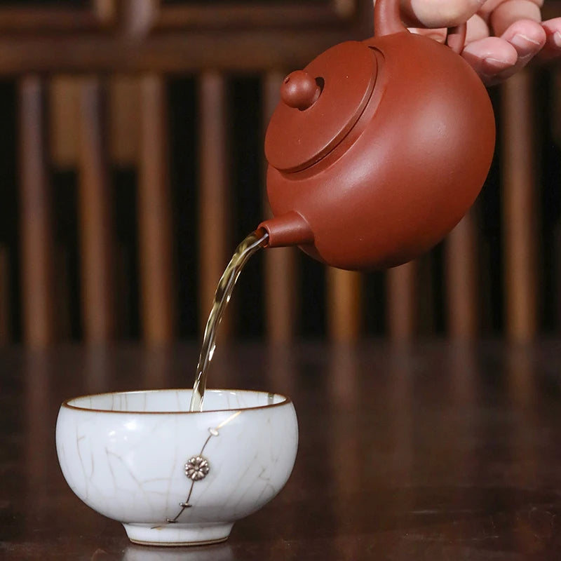 Guanfu Museum HR Zisha Teapot Yixing Plain Cement Real Zisha Zisha Teapot Oolong Tea Tieguanyin Pu'er Teapot Kung Fu Teapot Tea