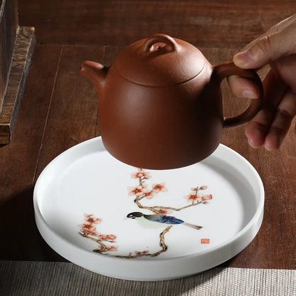 Guanfu Museum Handmade Tea Tray, Fruit Snack, Dessert Plate, Pot Tray Points, Pot Tray Points