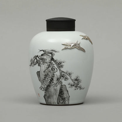 Guanfu Museum: Hesong Lingxiaoxiao Porcelain Tea Pot Pu'er Tea Tea Box Storage Tea Caddy Tea Storage Pot Tea Caddy Ceramic Pot