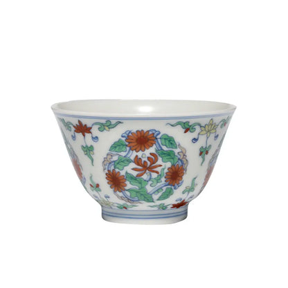 Guanfu Museum Imitation Mingcheng Fighting Color Chrysanthemum Pattern Sancai Gaiwan Tea Cup Master Cup Jingdezhen Tea Set Hand-