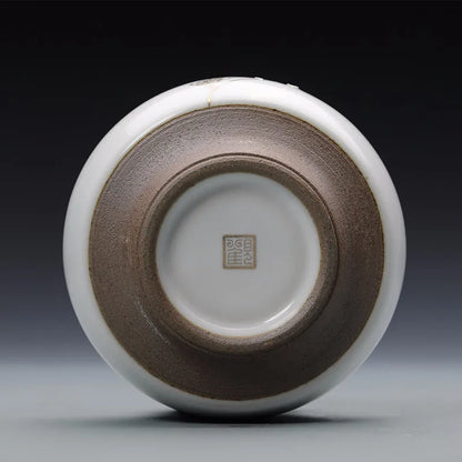 Guanfu Museum Imitation Ruglaze Silver Nail Porcelain Tea Cup Jingdezhen Tea Handmade Porcelain Cup Tea Set Gracked Glaze Suppor