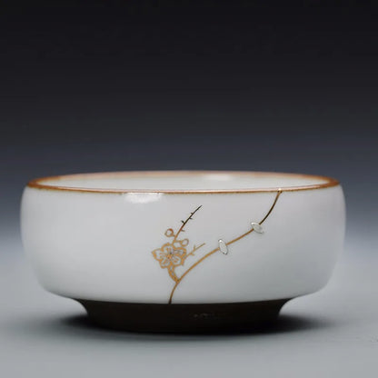 Guanfu Museum Imitation Ruglaze Silver Nail Porcelain Tea Cup Jingdezhen Tea Handmade Porcelain Cup Tea Set Gracked Glaze Suppor