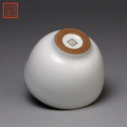 Guanfu Museum Imitation Ruglaze Silver Nail Porcelain Tea Cup Jingdezhen Tea Handmade Porcelain Cup Tea Set Gracked Glaze Suppor