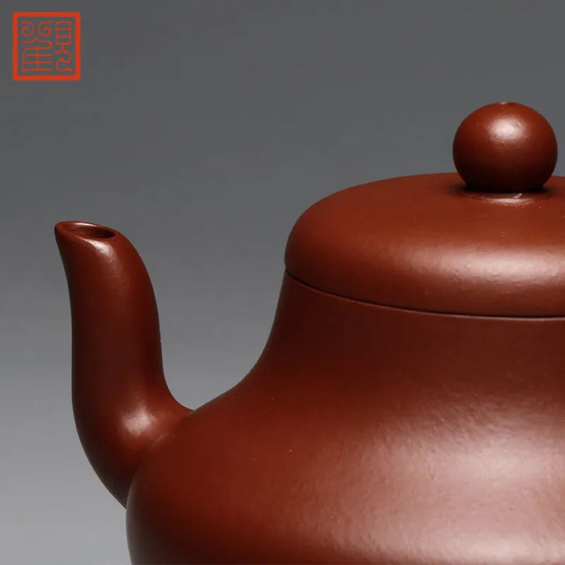 Guanfu Museum Junde Zisha Teapot Yixing Zisha Cinnabar Sand Teapot Oolong Tea Iron Pu'er Home Office Teapot Tea Set 150cc Junde