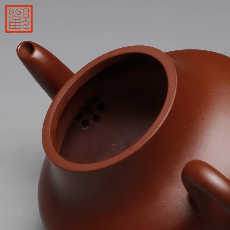 Guanfu Museum Junde Zisha Teapot Yixing Zisha Cinnabar Sand Teapot Oolong Tea Iron Pu'er Home Office Teapot Tea Set 150cc Junde