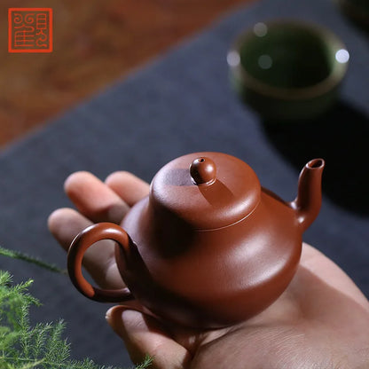 Guanfu Museum Junde Zisha Teapot Yixing Zisha Cinnabar Sand Teapot Oolong Tea Iron Pu'er Home Office Teapot Tea Set 150cc Junde