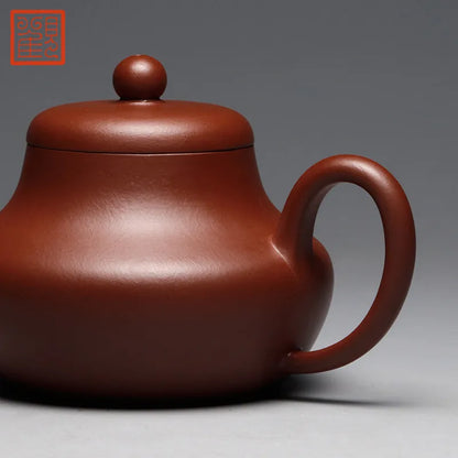 Guanfu Museum Junde Zisha Teapot Yixing Zisha Cinnabar Sand Teapot Oolong Tea Iron Pu'er Home Office Teapot Tea Set 150cc Junde