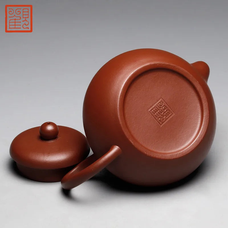 Guanfu Museum Junde Zisha Teapot Yixing Zisha Cinnabar Sand Teapot Oolong Tea Iron Pu'er Home Office Teapot Tea Set 150cc Junde