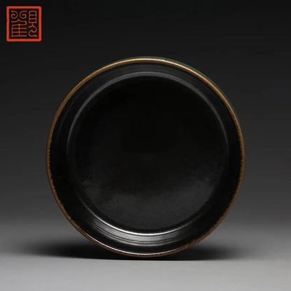 Guanfu Museum Landscape Room Tea Bowl Chinese Household Tea Cake Tray Tea Bowl Kiln Baked Fruit Snack Tea Plate Pot Tray Point T
