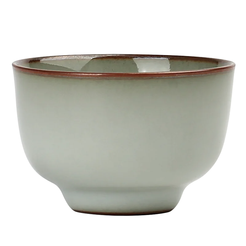 Guanfu Museum Longquan Official Glaze Tea Master Cup Purple Mouth Iron Foot Enameled Cast Iron Thick Pu'er Ice Crack Tea Bowl Gr