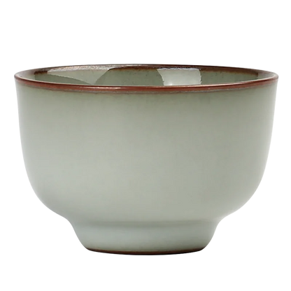 Guanfu Museum Longquan Official Glaze Tea Master Cup Purple Mouth Iron Foot Enameled Cast Iron Thick Pu'er Ice Crack Tea Bowl Gr