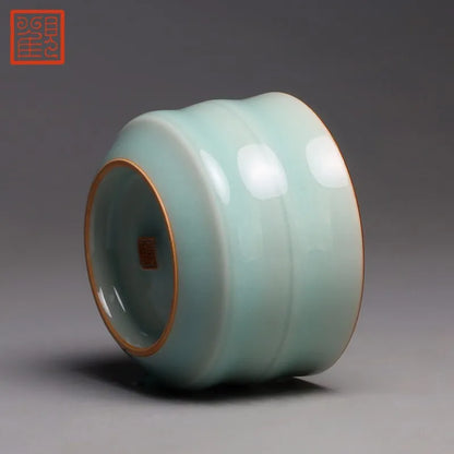 Guanfu Museum Longquan Pink Green Bamboo Joint Cup Tea Cup Kung Fu Tea Cup Ceramic Tea Set Master Cup Single Cup Guanfu Dudu Pro