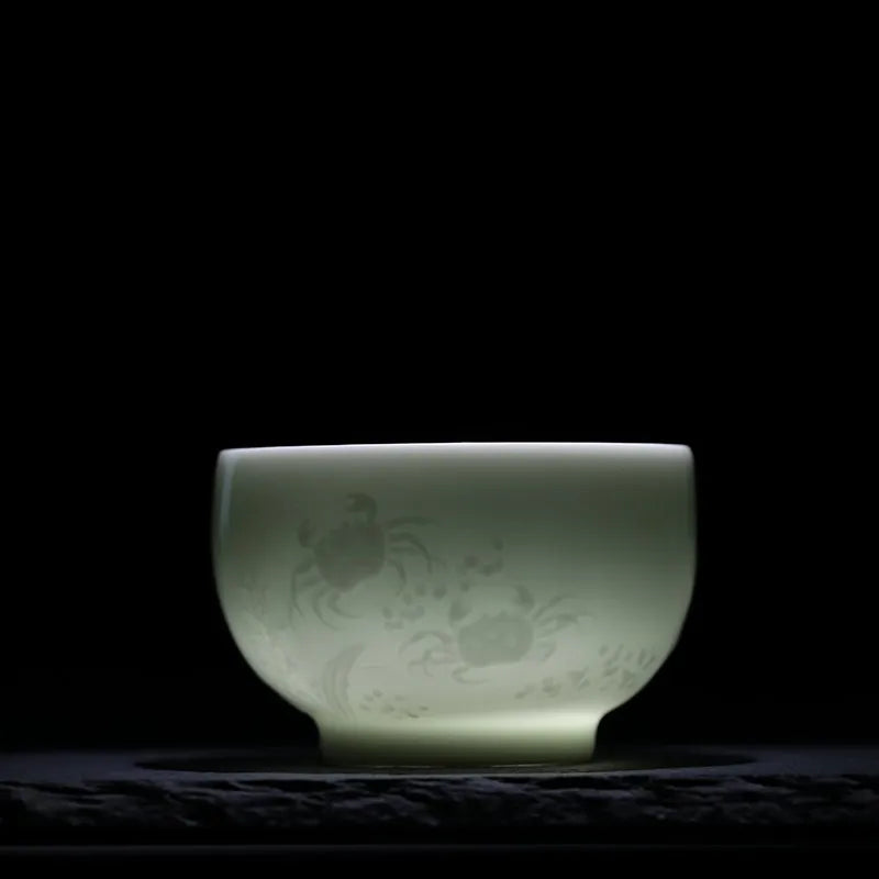 Guanfu Museum Misty Blue Couple Cups Guanfu Collection Classic Decoration Jingdezhen Tea Set Small Couple Cups Tea Cup Kung Fu T