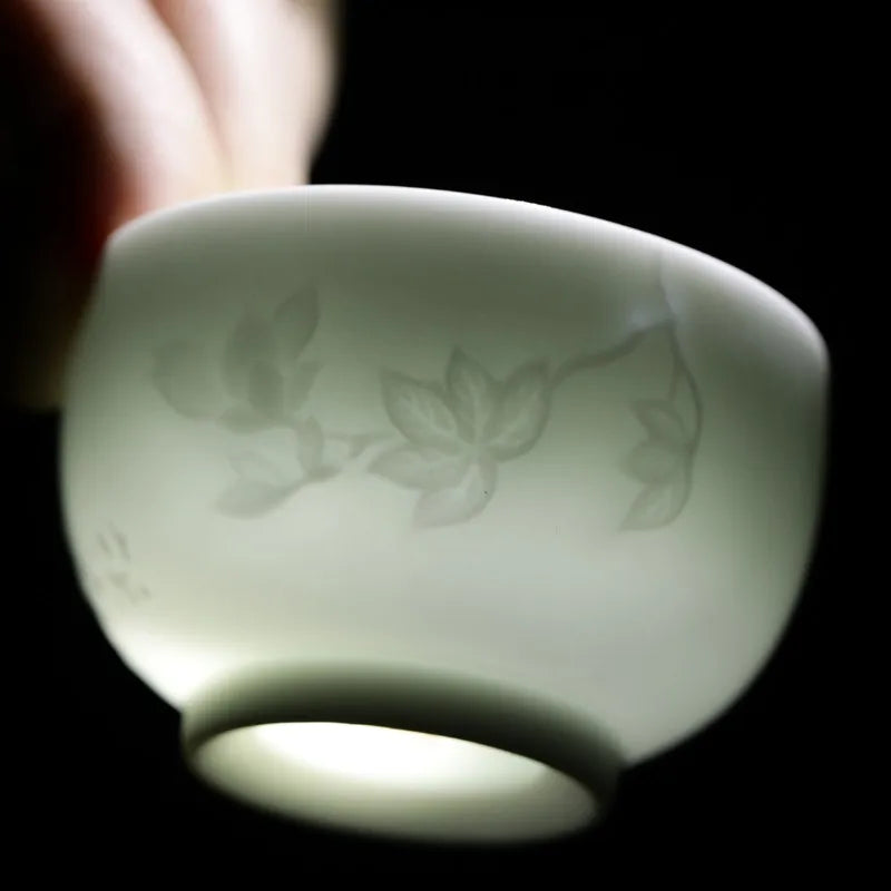 Guanfu Museum Misty Blue Couple Cups Guanfu Collection Classic Decoration Jingdezhen Tea Set Small Couple Cups Tea Cup Kung Fu T