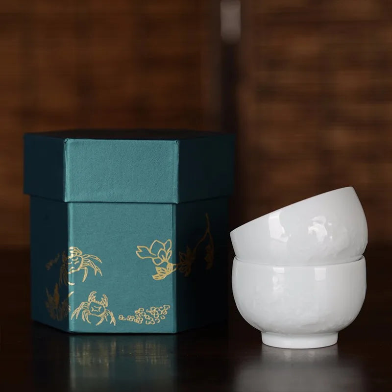 Guanfu Museum Misty Blue Couple Cups Guanfu Collection Classic Decoration Jingdezhen Tea Set Small Couple Cups Tea Cup Kung Fu T