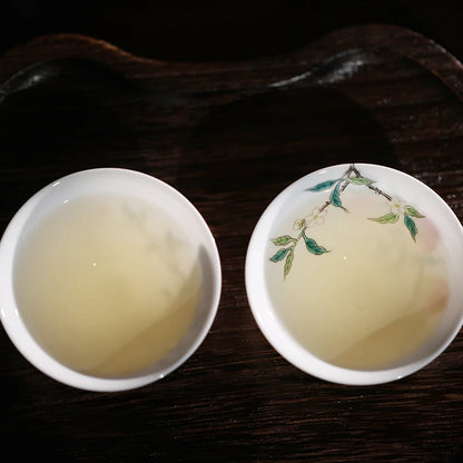 Guanfu Museum Pastel Fu Lu Double Full Couple Cups Jingdezhen Egg-Shell Porcelain Hand Painted White Porcelain Painted Peach Bat