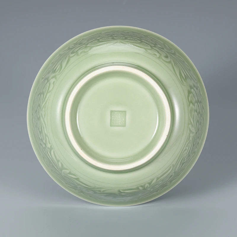 Guanfu Museum Peony Celadon Bowl Set Song Ceramic Kiln One Large and One Small Son and Mother Chongyang Old Traditional Soup Noo