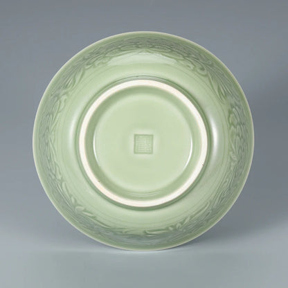 Guanfu Museum Peony Celadon Bowl Set Song Ceramic Kiln One Large and One Small Son and Mother Chongyang Old Traditional Soup Noo