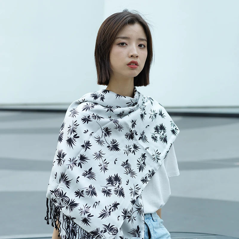 Guanfu Museum Recommended Collection Decorative Creative Scarf 100% Mulberry Silk Gift Lady Mom Mother-in-Law Autumn and Winter
