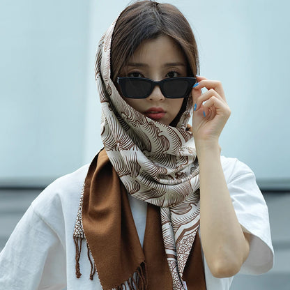 Guanfu Museum Recommended Collection Decorative Creative Scarf 100% Mulberry Silk Gift Lady Mom Mother-in-Law Autumn and Winter
