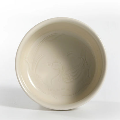 Guanfu Museum Recommended Ding Ware Series Master Cup White Porcelain Tea Cup Carved Flower Print Handmade Tea Cup Single Cup Ku