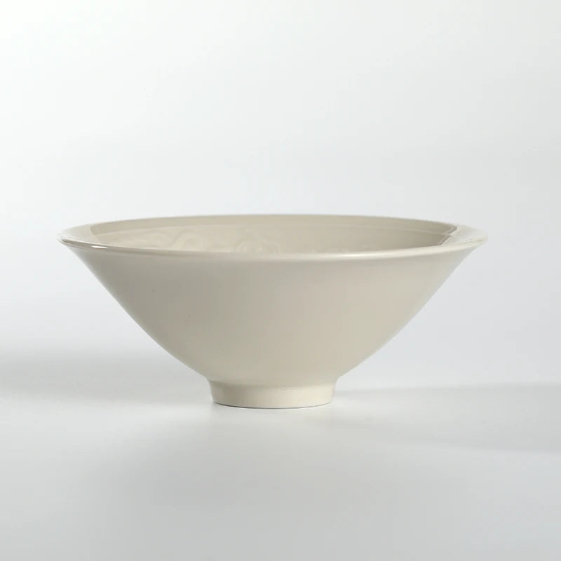 Guanfu Museum Recommended Ding Ware Series Master Cup White Porcelain Tea Cup Carved Flower Print Handmade Tea Cup Single Cup Ku
