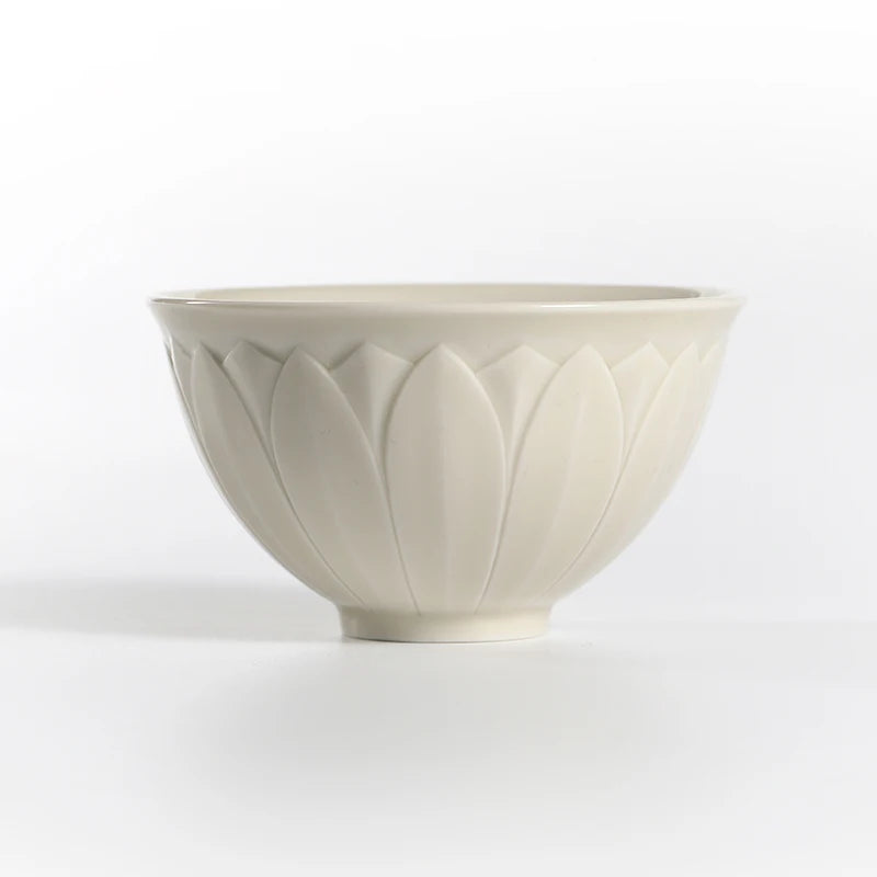 Guanfu Museum Recommended Ding Ware Series Master Cup White Porcelain Tea Cup Carved Flower Print Handmade Tea Cup Single Cup Ku