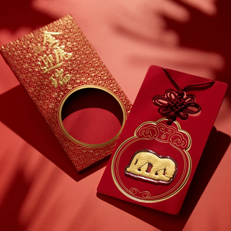 Guanfu Museum Recommended Gold Red Envelope for the Year of the Tiger 999 Pure Gold New Year Zodiac Red Envelope 2022 New Year G