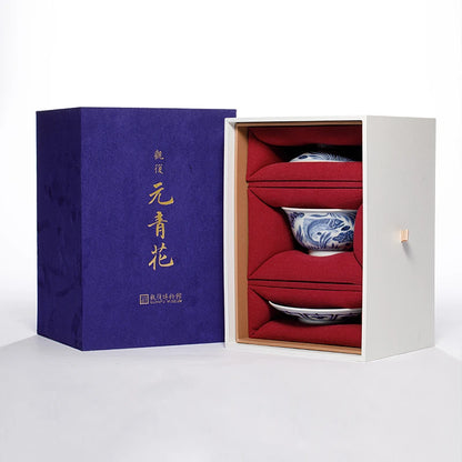 Guanfu Museum Recommended Guanfu Blue and White Flower Series Fish and Algae Pattern Gaiwan Household Jingdezhen Kung Fu Ceramic