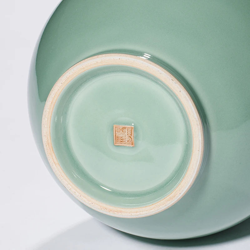 Guanfu Museum Recommended Guanfu Longquan Green Reward-Longquan Zi-Qing Mei Double-Gourd Vase Antique Celadon Handmade Handmade