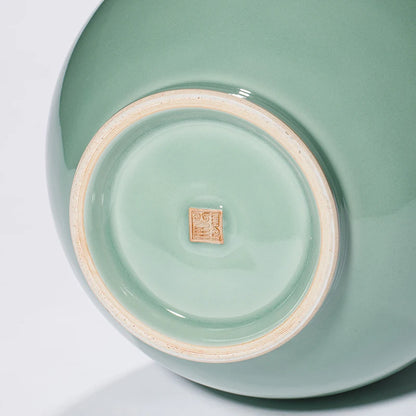 Guanfu Museum Recommended Guanfu Longquan Green Reward-Longquan Zi-Qing Mei Double-Gourd Vase Antique Celadon Handmade Handmade