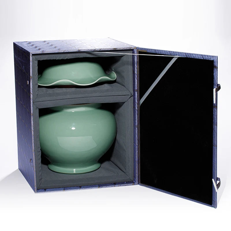 Guanfu Museum Recommended Guanfu Longquan Green Reward-Longquan Zi-Qing Mei Lotus Leaf Pot Antique Celadon Handmade Handmade Orn