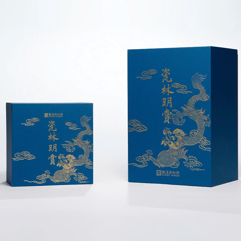 Guanfu Museum Recommended Imitation Mingcheng Blue and White Dragon Pattern Series Blue and White Gaiwan Traditional Handmade Pa
