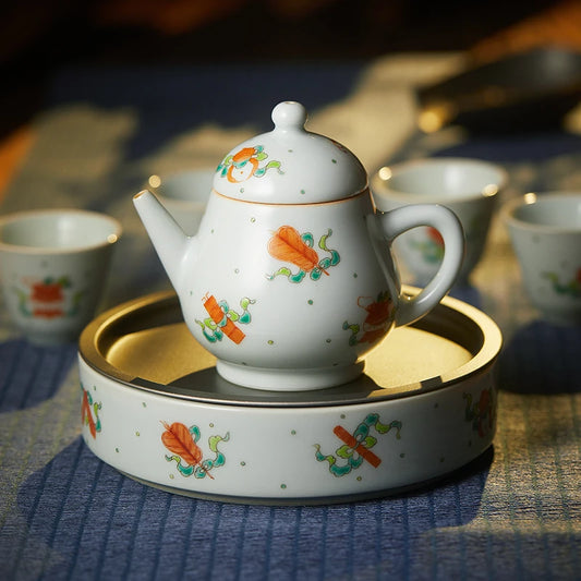 Guanfu Museum Recommended Invisible Eight Immortals Series Tea Set Household Jingdezhen Hand-Painted Ceramic Kung Fu Teapot High