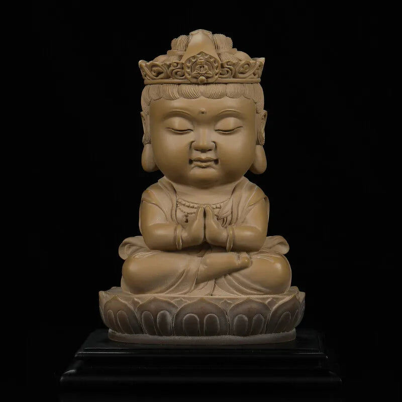 Guanfu Museum Recommended New Children's True Guanyin Bodhisattva Statue Taiwan Ironstone Stone Plastic Home Worship Guanyin Orn