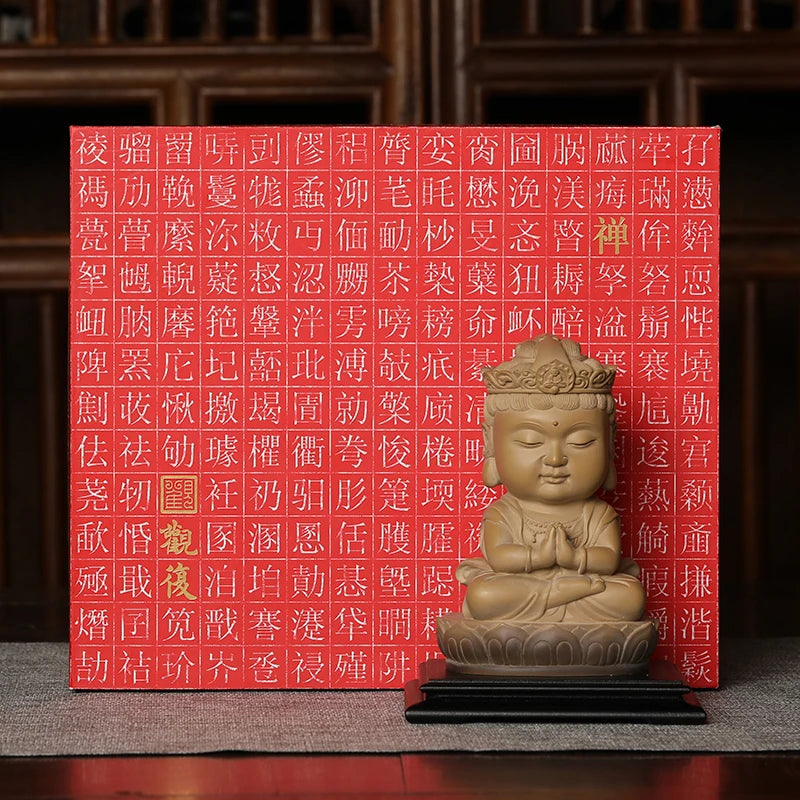 Guanfu Museum Recommended New Children's True Guanyin Bodhisattva Statue Taiwan Ironstone Stone Plastic Home Worship Guanyin Orn
