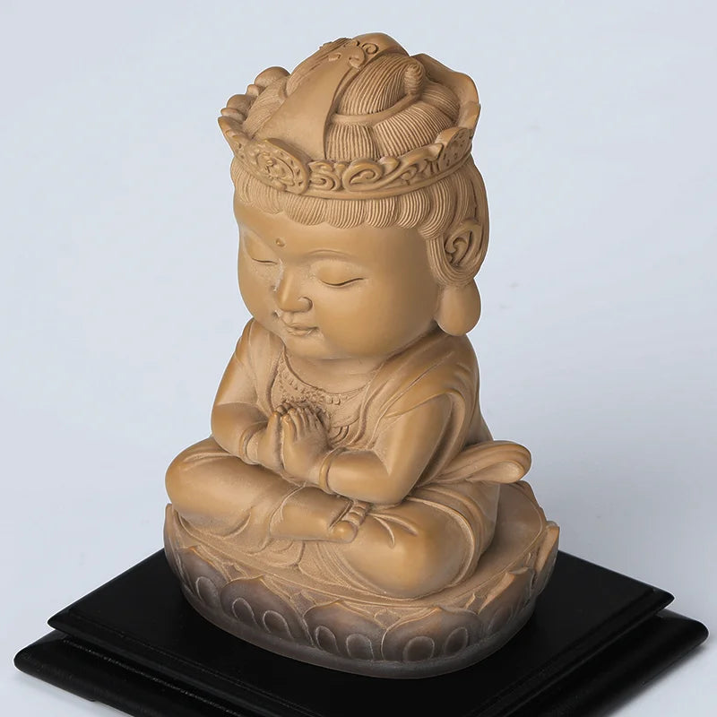 Guanfu Museum Recommended New Children's True Guanyin Bodhisattva Statue Taiwan Ironstone Stone Plastic Home Worship Guanyin Orn