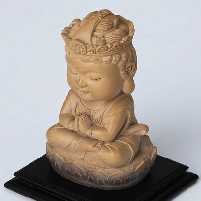 Guanfu Museum Recommended New Children's True Guanyin Bodhisattva Statue Taiwan Ironstone Stone Plastic Home Worship Guanyin Orn