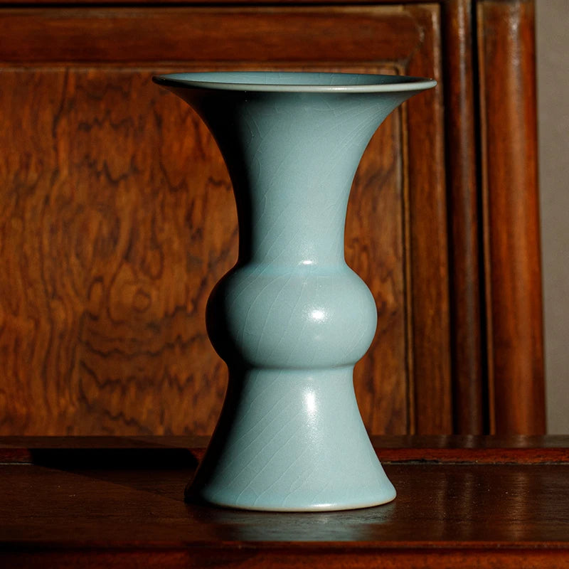Guanfu Museum Ru Ware Days Celadon Glaze Chopsticks Bottle North Song Dynasty Ru Ware Henan Ruzhou Baofeng Handmade Ru-Porcelain