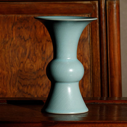 Guanfu Museum Ru Ware Days Celadon Glaze Chopsticks Bottle North Song Dynasty Ru Ware Henan Ruzhou Baofeng Handmade Ru-Porcelain