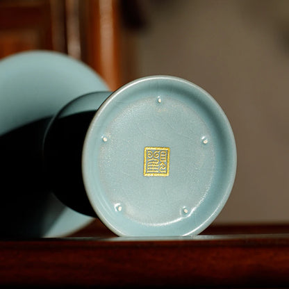 Guanfu Museum Ru Ware Days Celadon Glaze Chopsticks Bottle North Song Dynasty Ru Ware Henan Ruzhou Baofeng Handmade Ru-Porcelain