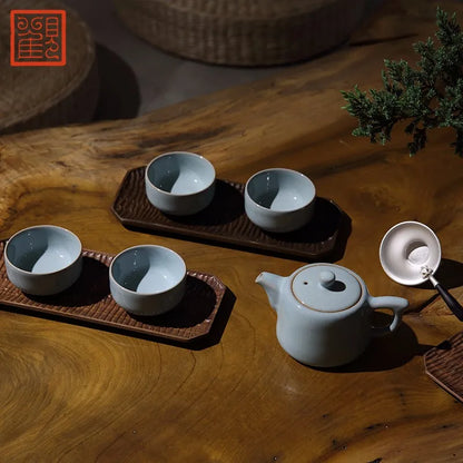 Guanfu Museum Ru Ware Master Set One Pot Four Cups Collection Maweidu Recommended Kung Fu Tea Set Gracked Glaze Supportable Gold