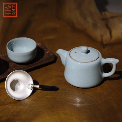 Guanfu Museum Ru Ware Master Set One Pot Four Cups Collection Maweidu Recommended Kung Fu Tea Set Gracked Glaze Supportable Gold