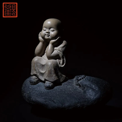 Guanfu Museum Samanera Pure Decoration Taiwan Ironstone Creative Crafts Study Antique Shelf Decoration Holiday Gift to Give Mom