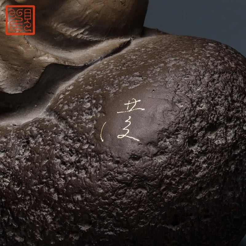Guanfu Museum Samanera Pure Decoration Taiwan Ironstone Creative Crafts Study Antique Shelf Decoration Holiday Gift to Give Mom