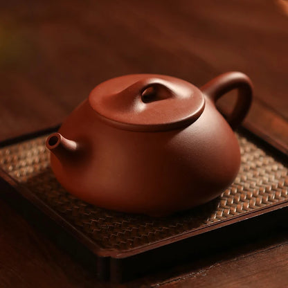 Guanfu Museum Stone Ladle Purple Clay Pot Yixing Raw Ore Purple Sand Plain Cement Pu'er Tieguanyin Oolong Tea Tea Set Teapot 210